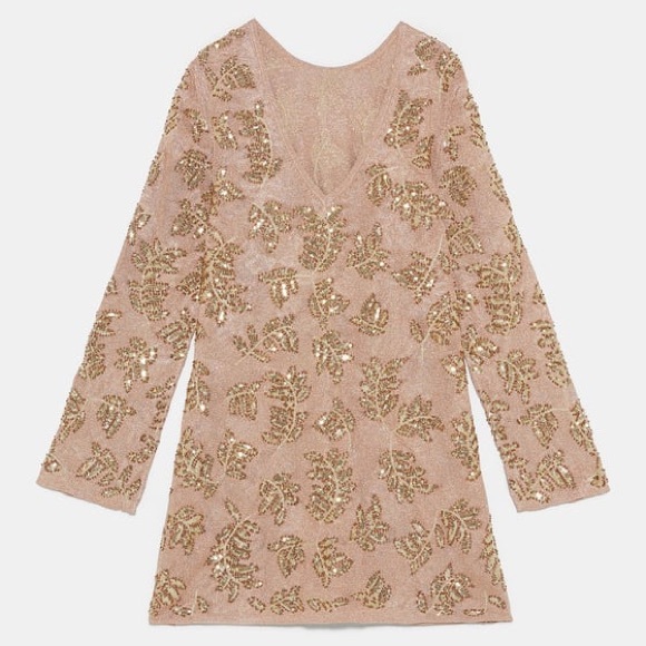 Limited Edition Mini Dress w/ Gold Leaf Appliqué - Picture 4 of 5